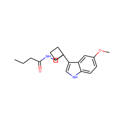 CCCC(=O)NCC1(c2c[nH]c3ccc(OC)cc23)CCC1 ZINC000034657816