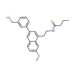 CCCC(=O)NCCc1cc(-c2cccc(CO)c2)cc2ccc(OC)cc12 ZINC000040916916