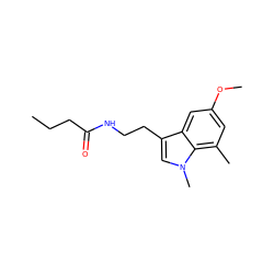 CCCC(=O)NCCc1cn(C)c2c(C)cc(OC)cc12 ZINC000028815152