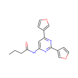 CCCC(=O)Nc1cc(-c2ccoc2)nc(-c2ccoc2)n1 ZINC000066104700