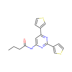 CCCC(=O)Nc1cc(-c2ccsc2)nc(-c2ccsc2)n1 ZINC000066111502