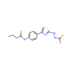 CCCC(=O)Nc1ccc(-c2csc(NNC(C)=O)n2)cc1 ZINC000000548769