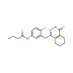 CCCC(=O)Nc1ccc(Cl)c(Cc2n[nH]c(=O)c3c2CCCC3)c1 ZINC001772599545