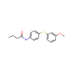 CCCC(=O)Nc1ccc(Sc2cccc(OC)c2)cc1 ZINC000025977399