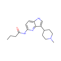 CCCC(=O)Nc1ccc2[nH]cc(C3CCN(C)CC3)c2n1 ZINC000013523720