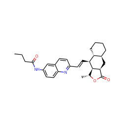 CCCC(=O)Nc1ccc2nc(/C=C/[C@@H]3[C@@H]4[C@@H](C)OC(=O)[C@@H]4C[C@@H]4CCCC[C@H]43)ccc2c1 ZINC000028571516