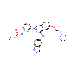 CCCC(=O)Nc1cccc(-c2nc(Nc3ccc4[nH]ncc4c3)c3cc(OCCN4CCCC4)ccc3n2)c1 ZINC000063539603