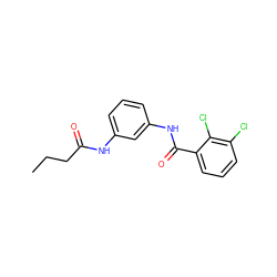 CCCC(=O)Nc1cccc(NC(=O)c2cccc(Cl)c2Cl)c1 ZINC000001204188