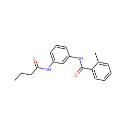 CCCC(=O)Nc1cccc(NC(=O)c2ccccc2C)c1 ZINC000009229907