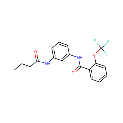 CCCC(=O)Nc1cccc(NC(=O)c2ccccc2OC(F)(F)F)c1 ZINC000084653806