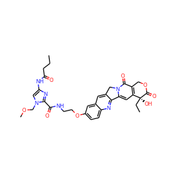 CCCC(=O)Nc1cn(COC)c(C(=O)NCCOc2ccc3nc4c(cc3c2)Cn2c-4cc3c(c2=O)COC(=O)[C@@]3(O)CC)n1 ZINC000026377523