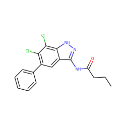 CCCC(=O)Nc1n[nH]c2c(Cl)c(Cl)c(-c3ccccc3)cc12 ZINC000049114334