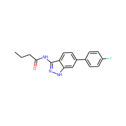 CCCC(=O)Nc1n[nH]c2cc(-c3ccc(F)cc3)ccc12 ZINC000049111618