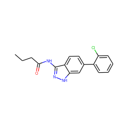 CCCC(=O)Nc1n[nH]c2cc(-c3ccccc3Cl)ccc12 ZINC000038691032