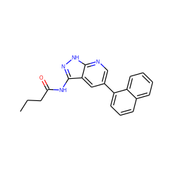 CCCC(=O)Nc1n[nH]c2ncc(-c3cccc4ccccc34)cc12 ZINC000013489652