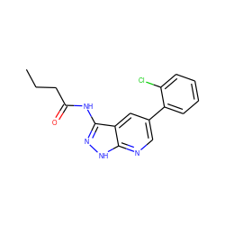 CCCC(=O)Nc1n[nH]c2ncc(-c3ccccc3Cl)cc12 ZINC000013489647