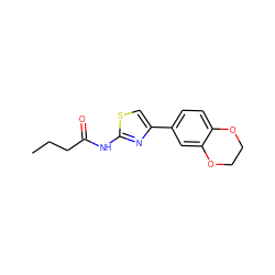 CCCC(=O)Nc1nc(-c2ccc3c(c2)OCCO3)cs1 ZINC000004275392