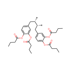 CCCC(=O)Oc1ccc(C[C@H](C)[C@H](C)Cc2ccc(OC(=O)CCC)c(OC(=O)CCC)c2)cc1OC(=O)CCC ZINC000026579061