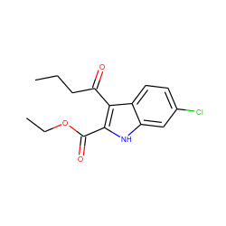 CCCC(=O)c1c(C(=O)OCC)[nH]c2cc(Cl)ccc12 ZINC000473113001