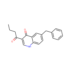 CCCC(=O)c1c[nH]c2ccc(Cc3ccccc3)cc2c1=O ZINC000045497414