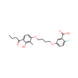 CCCC(=O)c1ccc(OCCCCOc2ccc(F)c(C(=O)O)c2)c(C)c1O ZINC000169351863