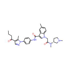 CCCC(=O)c1cnn(-c2ccc(NC(=O)c3cn(CC(=O)N(C)[C@@H]4CCN(C)C4)c4ccc(C)cc34)cc2)c1C ZINC000299833405