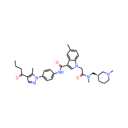 CCCC(=O)c1cnn(-c2ccc(NC(=O)c3cn(CC(=O)N(C)C[C@@H]4CCCN(C)C4)c4ccc(C)cc34)cc2)c1C ZINC000299835587