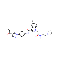 CCCC(=O)c1cnn(-c2ccc(NC(=O)c3cn(CC(=O)N(C)CCN4CCCC4)c4ccc(C)cc34)cc2)c1C ZINC000299824293