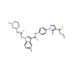 CCCC(=O)c1cnn(-c2ccc(NC(=O)c3cn(CC(=O)N[C@H]4CCCN(C)C4)c4ccc(C)cc34)cc2)c1C ZINC000299834730