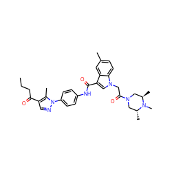 CCCC(=O)c1cnn(-c2ccc(NC(=O)c3cn(CC(=O)N4C[C@@H](C)N(C)[C@H](C)C4)c4ccc(C)cc34)cc2)c1C ZINC000299826939