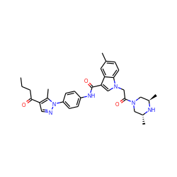 CCCC(=O)c1cnn(-c2ccc(NC(=O)c3cn(CC(=O)N4C[C@@H](C)N[C@H](C)C4)c4ccc(C)cc34)cc2)c1C ZINC000299832558