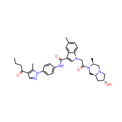 CCCC(=O)c1cnn(-c2ccc(NC(=O)c3cn(CC(=O)N4C[C@@H]5C[C@@H](O)CN5C[C@@H]4C)c4ccc(C)cc34)cc2)c1C ZINC000299826555