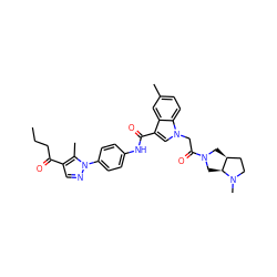 CCCC(=O)c1cnn(-c2ccc(NC(=O)c3cn(CC(=O)N4C[C@H]5CCN(C)[C@H]5C4)c4ccc(C)cc34)cc2)c1C ZINC000299835528