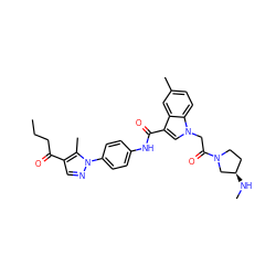 CCCC(=O)c1cnn(-c2ccc(NC(=O)c3cn(CC(=O)N4CC[C@@H](NC)C4)c4ccc(C)cc34)cc2)c1C ZINC000299824012