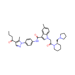 CCCC(=O)c1cnn(-c2ccc(NC(=O)c3cn(CC(=O)N4CCCC[C@@H]4CN4CCCC4)c4ccc(C)cc34)cc2)c1C ZINC000299825331