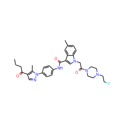 CCCC(=O)c1cnn(-c2ccc(NC(=O)c3cn(CC(=O)N4CCN(CCF)CC4)c4ccc(C)cc34)cc2)c1C ZINC000299829693