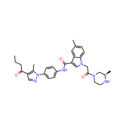 CCCC(=O)c1cnn(-c2ccc(NC(=O)c3cn(CC(=O)N4CCN[C@H](C)C4)c4ccc(C)cc34)cc2)c1C ZINC000204445902