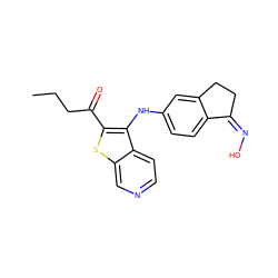 CCCC(=O)c1sc2cnccc2c1Nc1ccc2c(c1)CC/C2=N/O ZINC000102824079