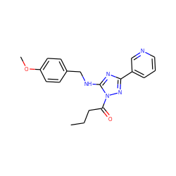 CCCC(=O)n1nc(-c2cccnc2)nc1NCc1ccc(OC)cc1 ZINC000005002123