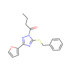 CCCC(=O)n1nc(-c2ccco2)nc1SCc1ccccc1 ZINC000003647284