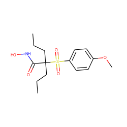 CCCC(CCC)(C(=O)NO)S(=O)(=O)c1ccc(OC)cc1 ZINC000013520787