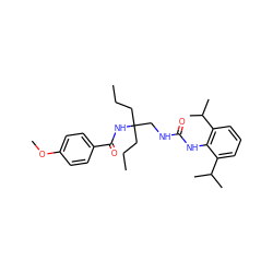 CCCC(CCC)(CNC(=O)Nc1c(C(C)C)cccc1C(C)C)NC(=O)c1ccc(OC)cc1 ZINC000013737238