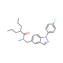 CCCC(CCC)C(=O)N(C)Cc1ccc2c(cnn2-c2ccc(F)cc2)c1 ZINC000043121648