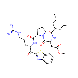 CCCC(CCC)C(=O)N[C@@H](CC(=O)OC)C(=O)N1CCC[C@H]1C(=O)N[C@@H](CCCNC(=N)N)C(=O)c1nc2ccccc2s1 ZINC000028118166