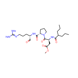 CCCC(CCC)C(=O)N[C@@H](CC(=O)OC)C(=O)N1CCC[C@H]1C(=O)N[C@H](C=O)CCCN=C(N)N ZINC000013760079