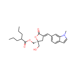 CCCC(CCC)C(=O)OC[C@@]1(CO)C/C(=C\c2ccc3ccn(C)c3c2)C(=O)O1 ZINC000169353137