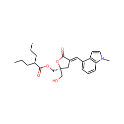 CCCC(CCC)C(=O)OC[C@@]1(CO)C/C(=C\c2cccc3c2ccn3C)C(=O)O1 ZINC000169353133