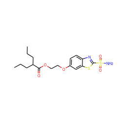 CCCC(CCC)C(=O)OCCOc1ccc2nc(S(N)(=O)=O)sc2c1 ZINC000013471990