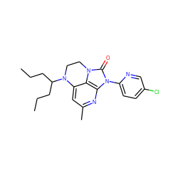 CCCC(CCC)N1CCn2c(=O)n(-c3ccc(Cl)cn3)c3nc(C)cc1c32 ZINC000013652925