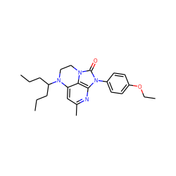 CCCC(CCC)N1CCn2c(=O)n(-c3ccc(OCC)cc3)c3nc(C)cc1c32 ZINC000013652924